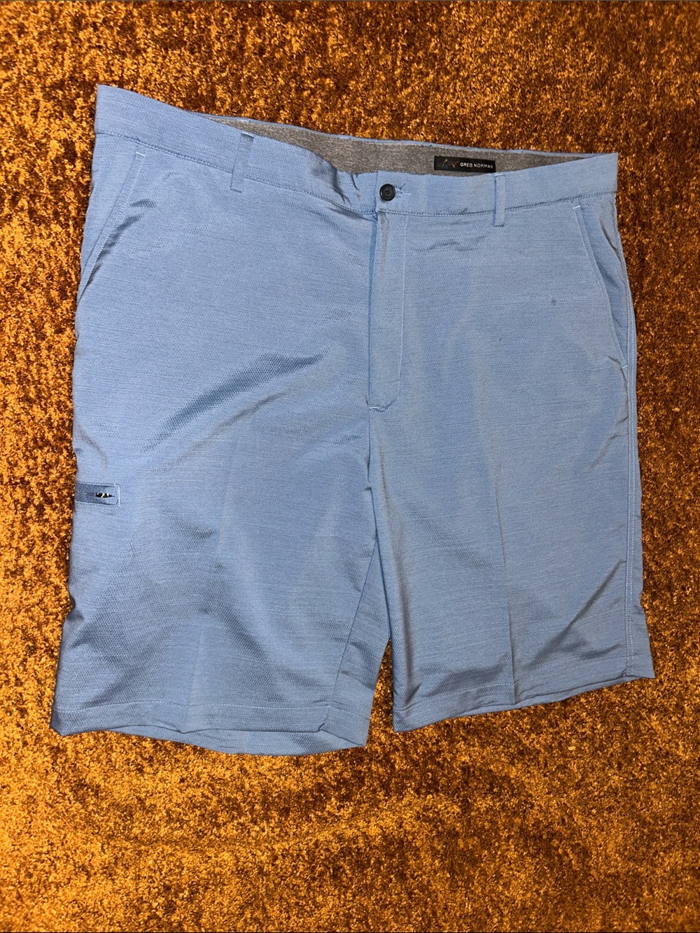 Greg Norman Collection Sky Blue Flat-Front Performance Shorts - Picture 1 of 7